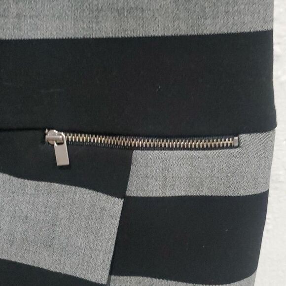 Banana Republic Rugby Striped Shift Dress with Asymmetrical Hem in Black & Grey - Picture 2 of 10